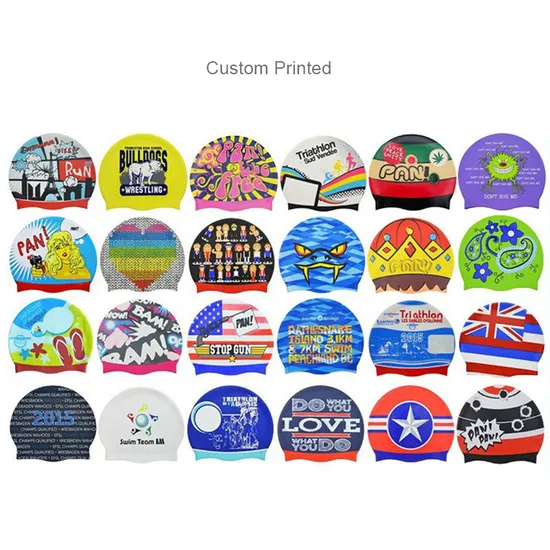 50g Flat Silicone Swim Cap Custom Logo Printing Adult Junior Swimming Hat 